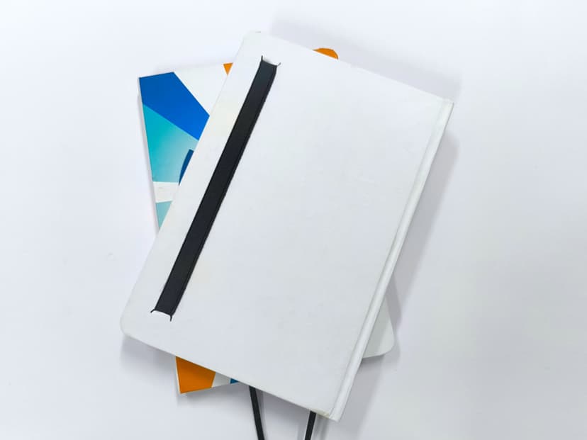 Back cover of the diary showing the secure attachment of the black elastic band.