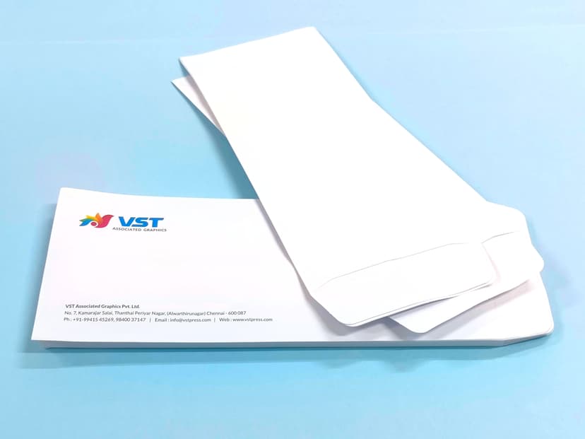 Back view of a stacked office envelope highlighting the clean seam construction.